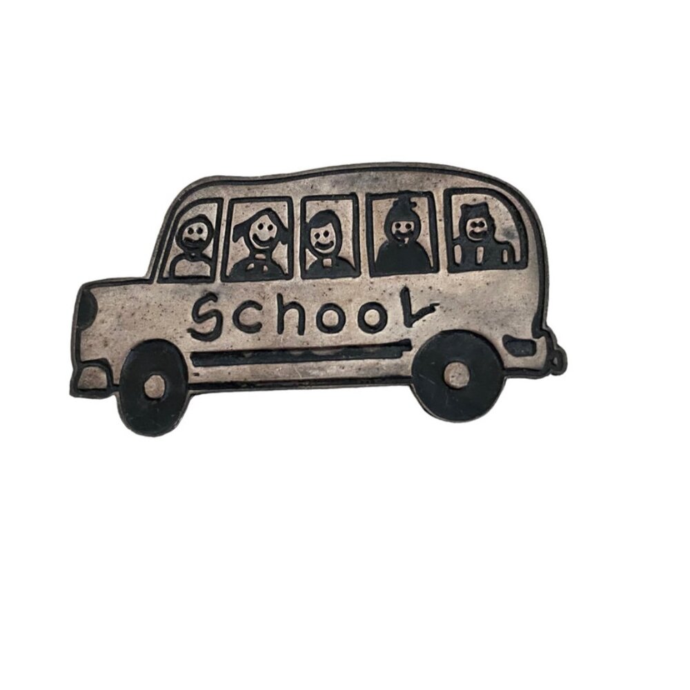 Sterling Silver School Bus Brooch Pin Vintage Save The Children Jewelry Mexico